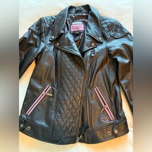 Harley-Davidson Black Leather Jacket with Pink Accents